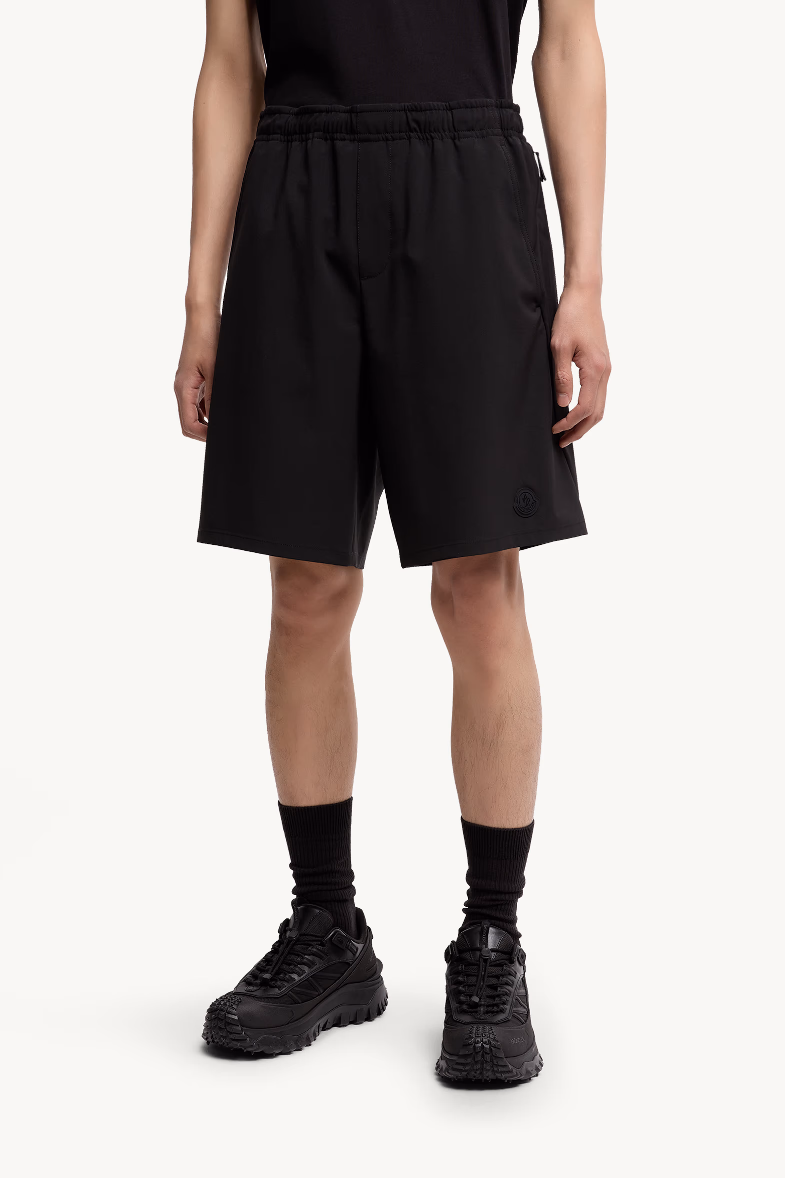 Logo Patch Shorts Men Black Moncler 3